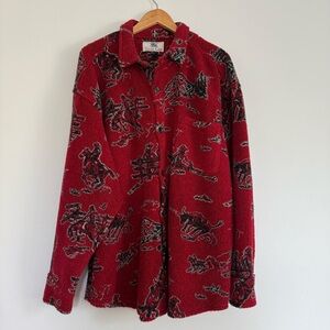 VTG True Grit Rodeo Vintage Berber Red button up shirt Jacket Size: XL